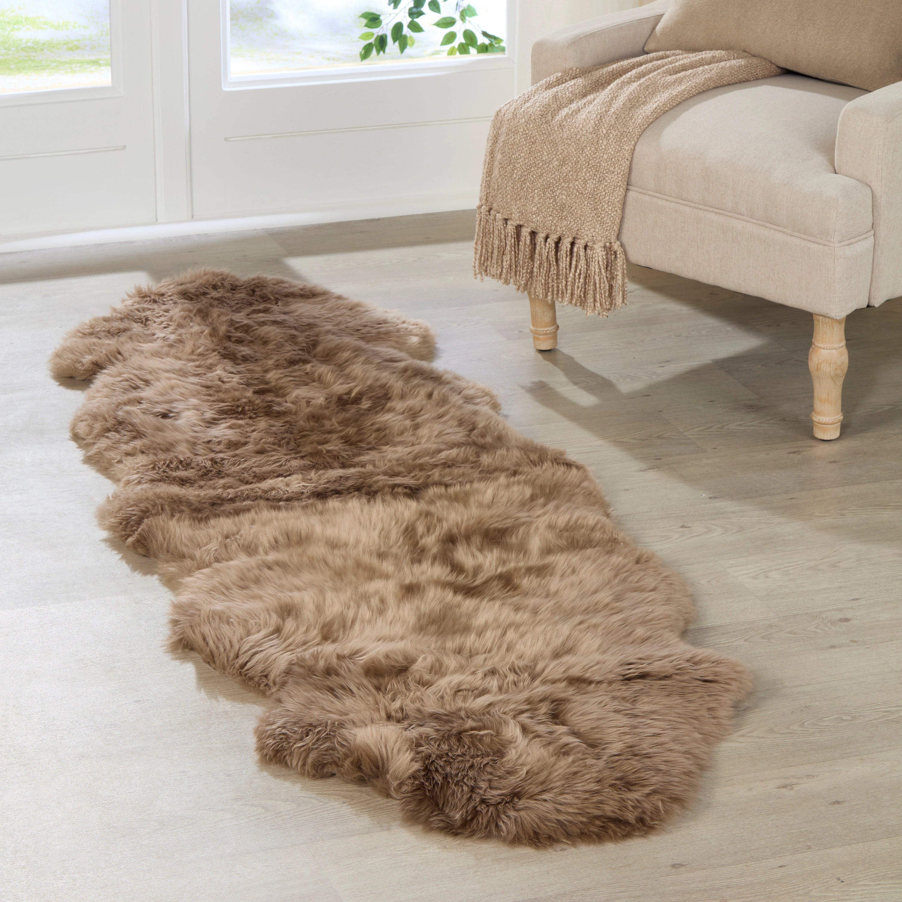 Double Light Brown Sheepskin Rug